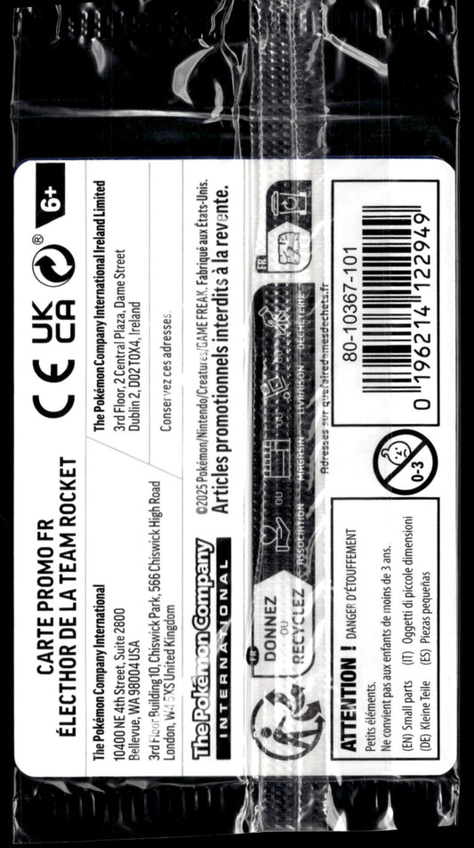 Electhor De La Team Rocket 070/182 Promo FR Gamestop (Back)