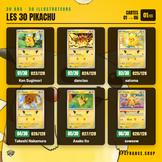Les 30 Pikachu des 30 ans Pokémon : la liste complète