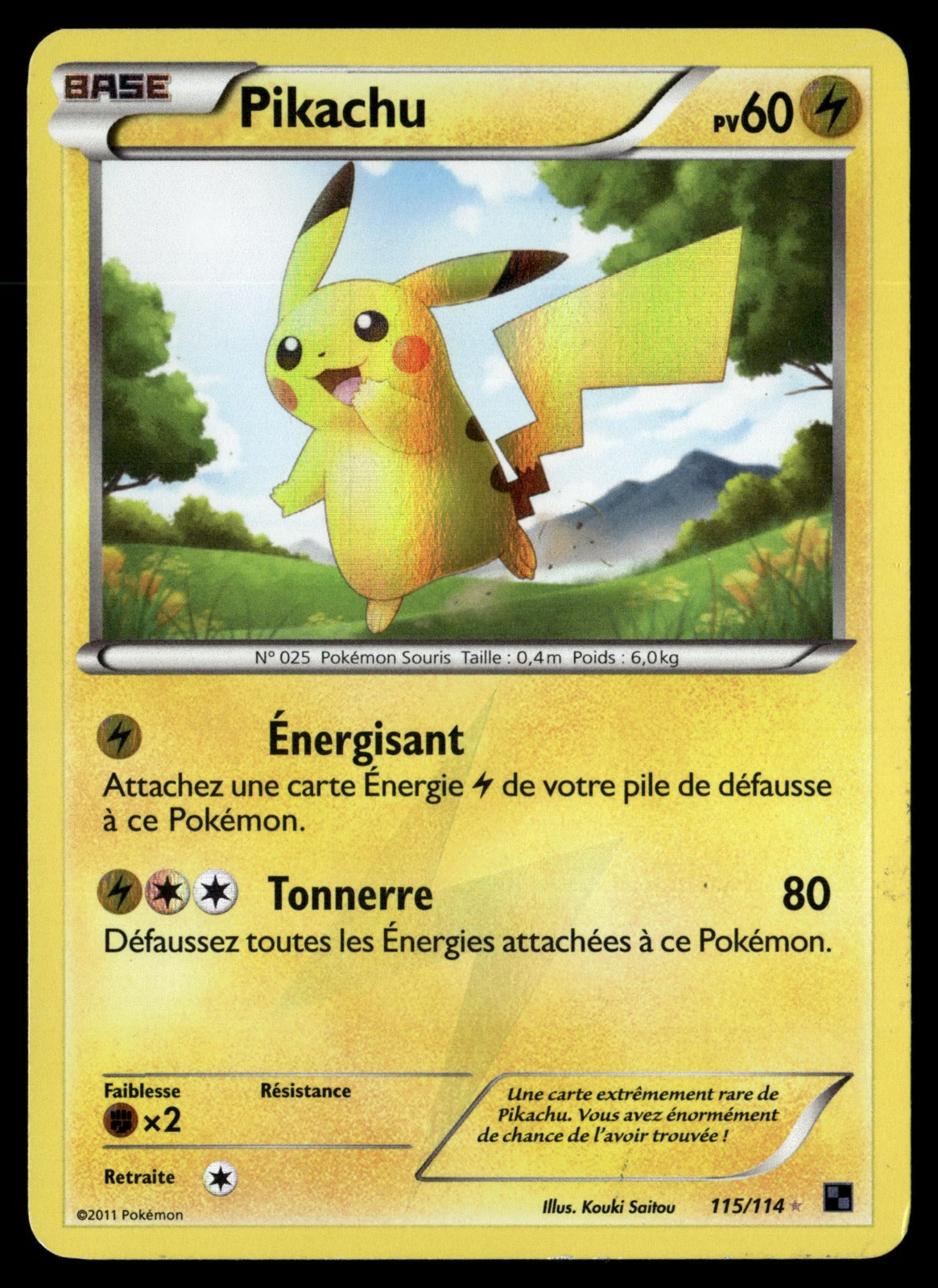 Pikachu  Noir & Blanc 115 TBE 