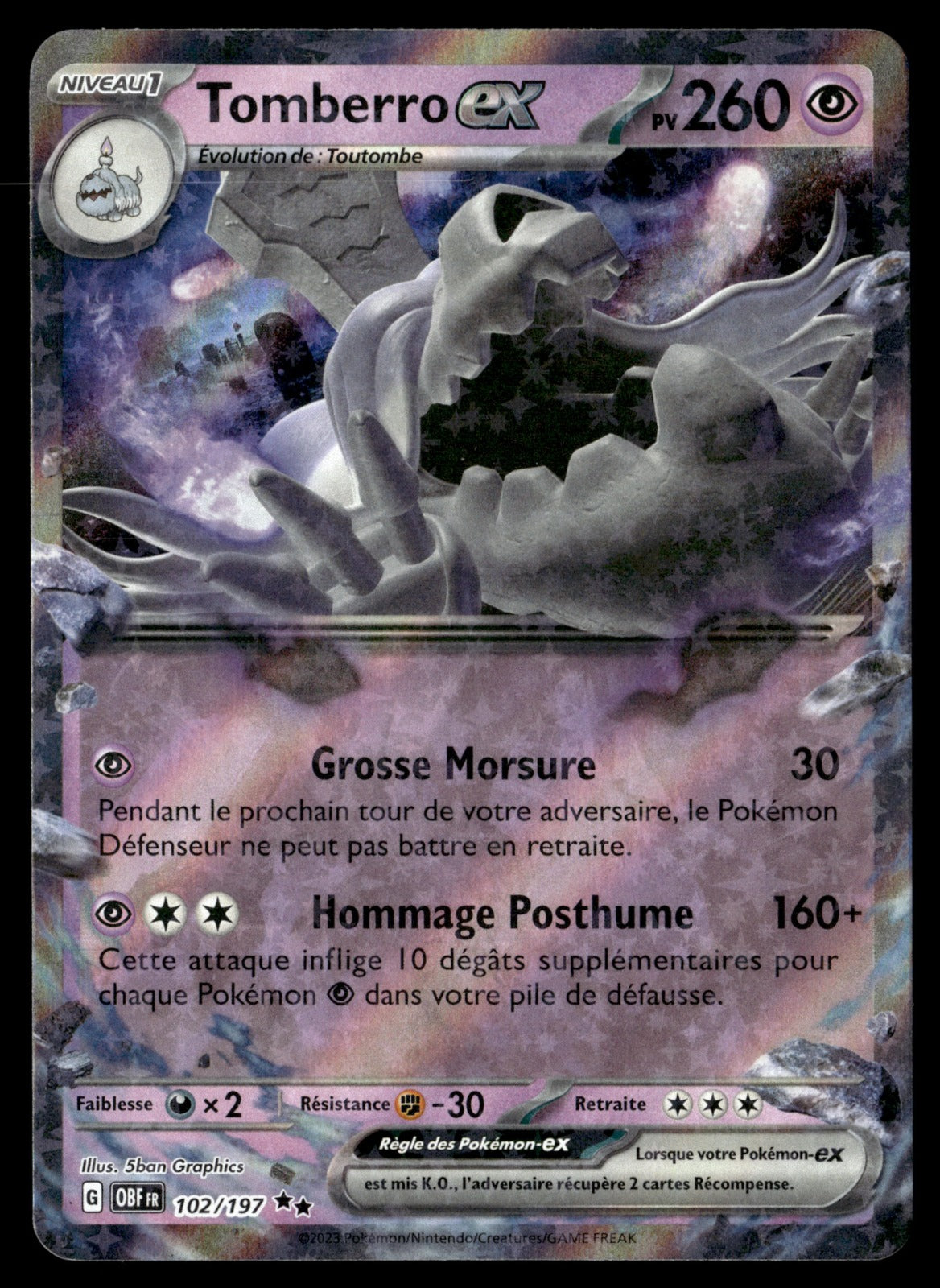 Tomberro-ex  Flammes Obsidiennes 102 NM