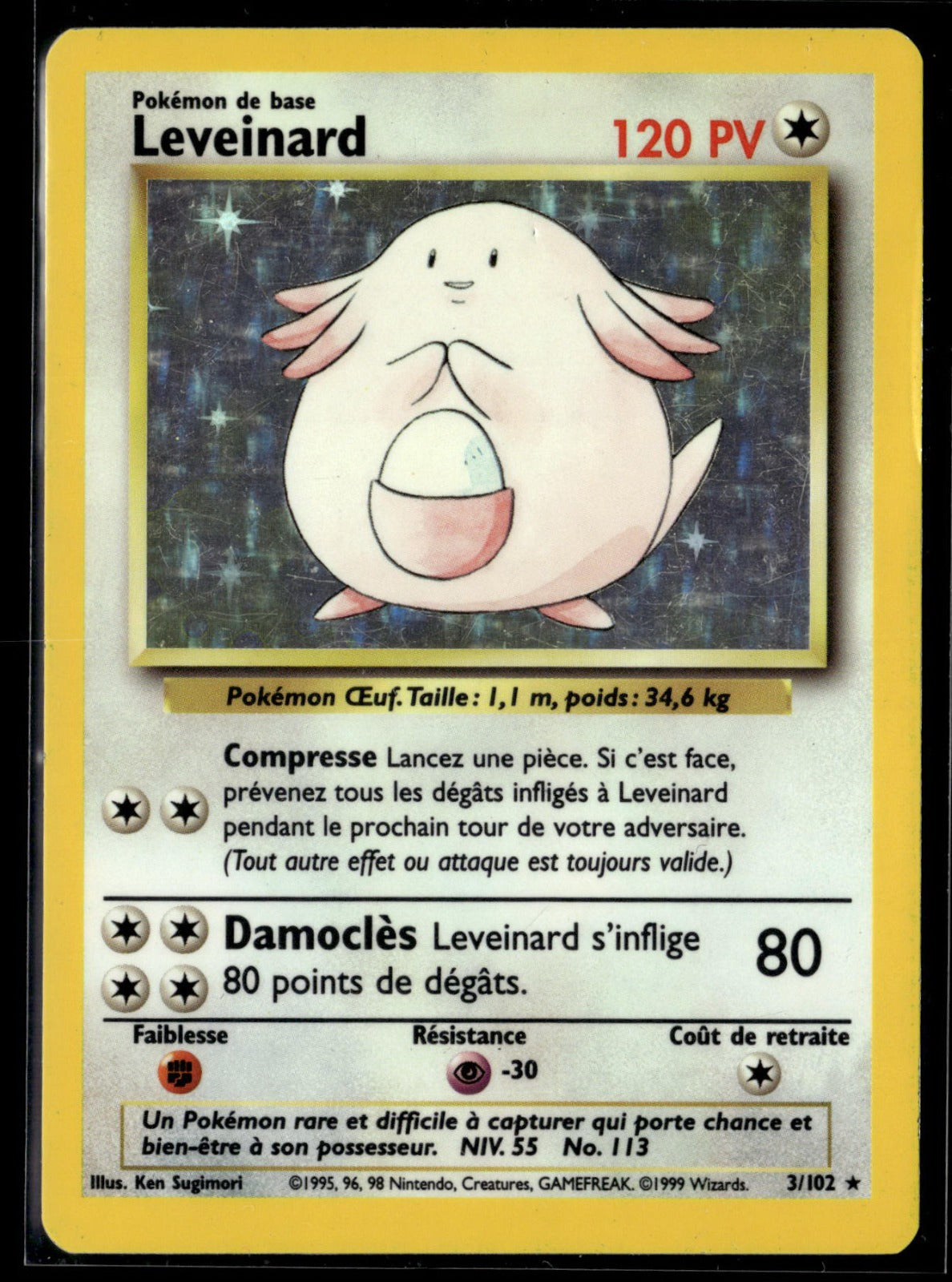 Leveinard Rare Set de Base 3 EXC
