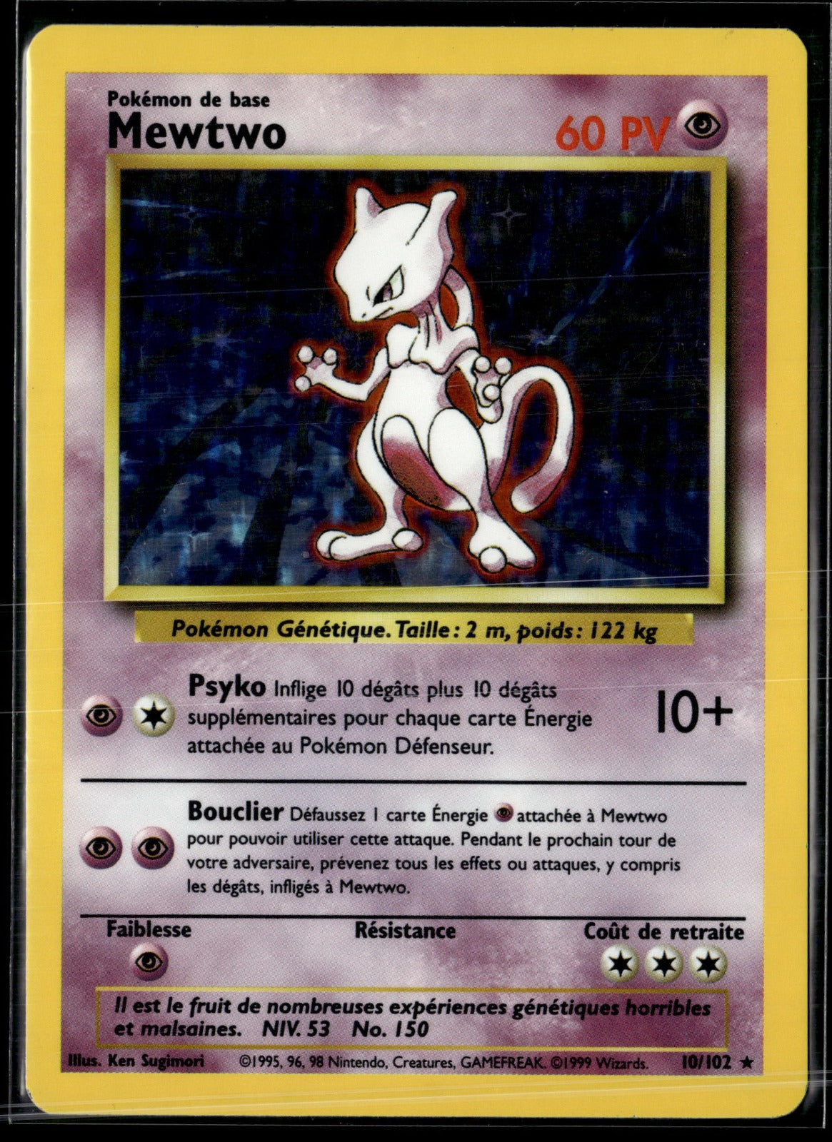 Mewtwo Rare Set de Base 10 EXC