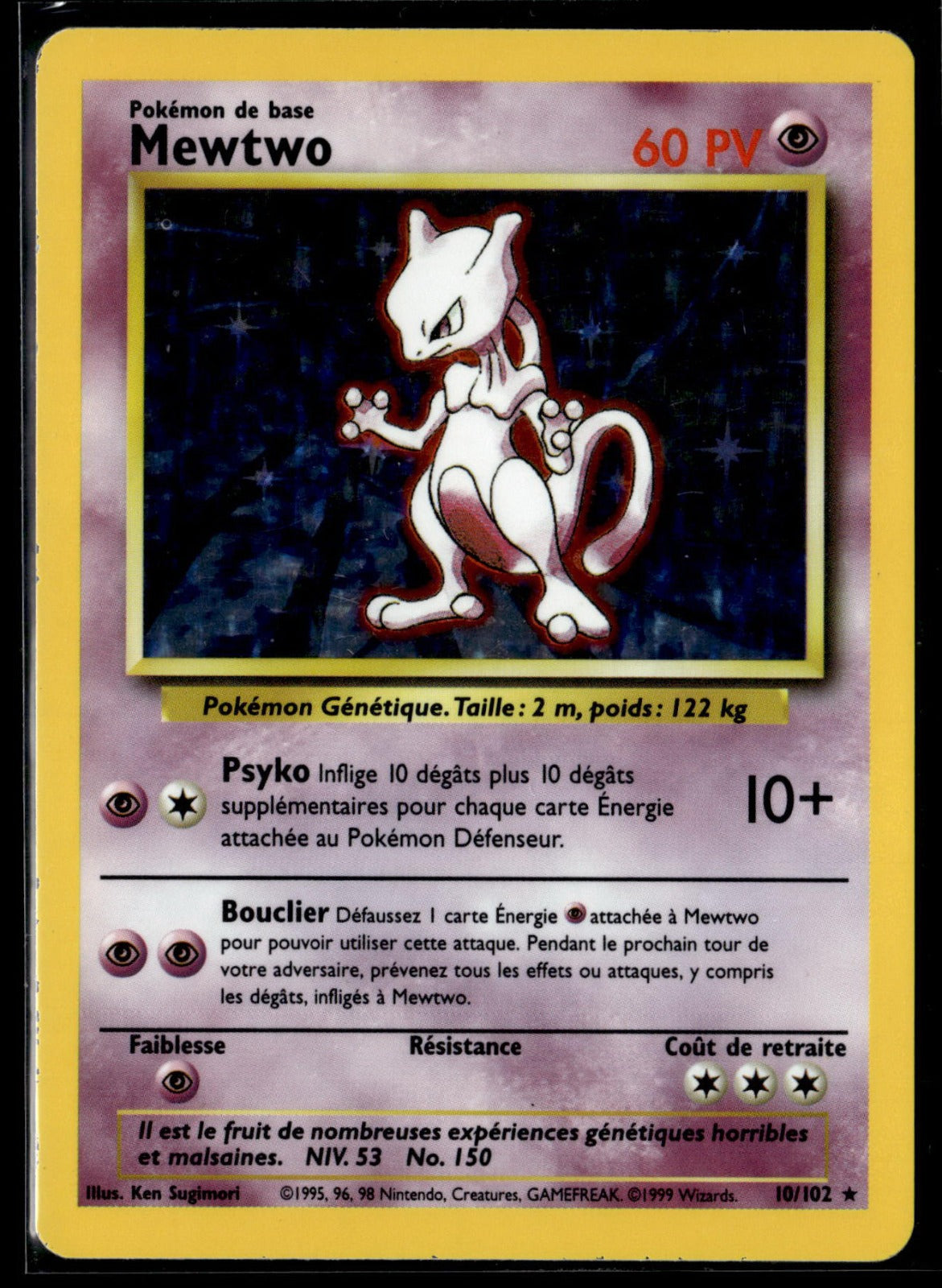 Mewtwo Rare Set de Base 10 EXC
