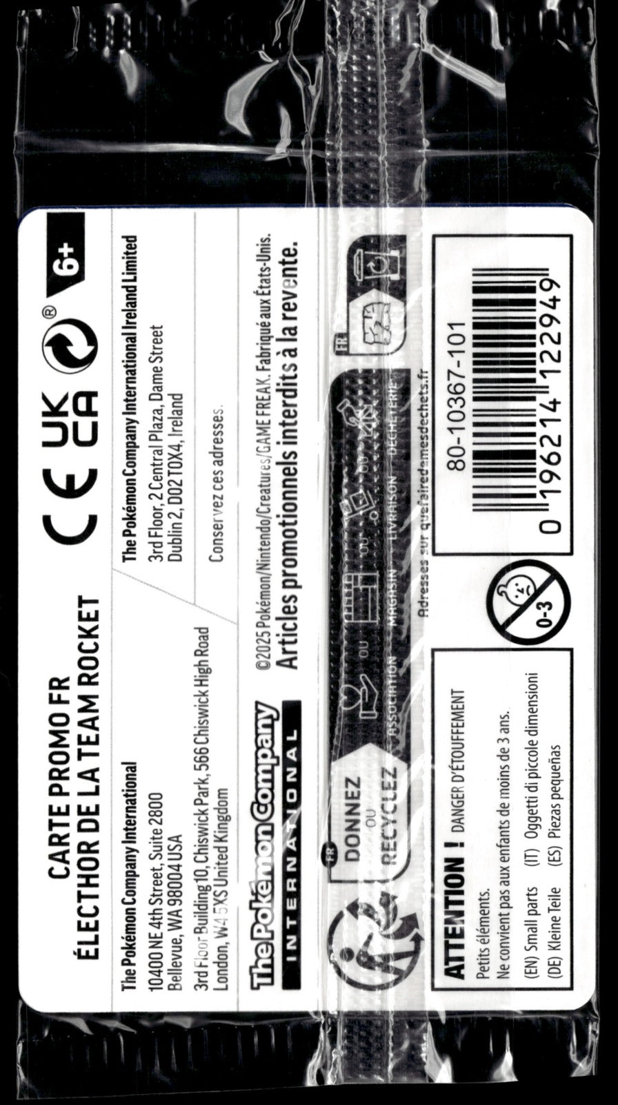 Electhor De La Team Rocket 070/182 Promo FR Gamestop (Back)