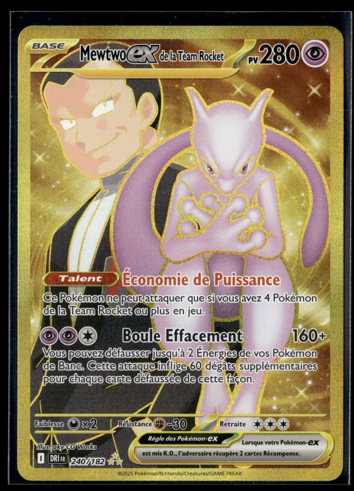 Mewtwo-ex de la Team Rocket Hyper rare Rivalités Destinées 240 NM