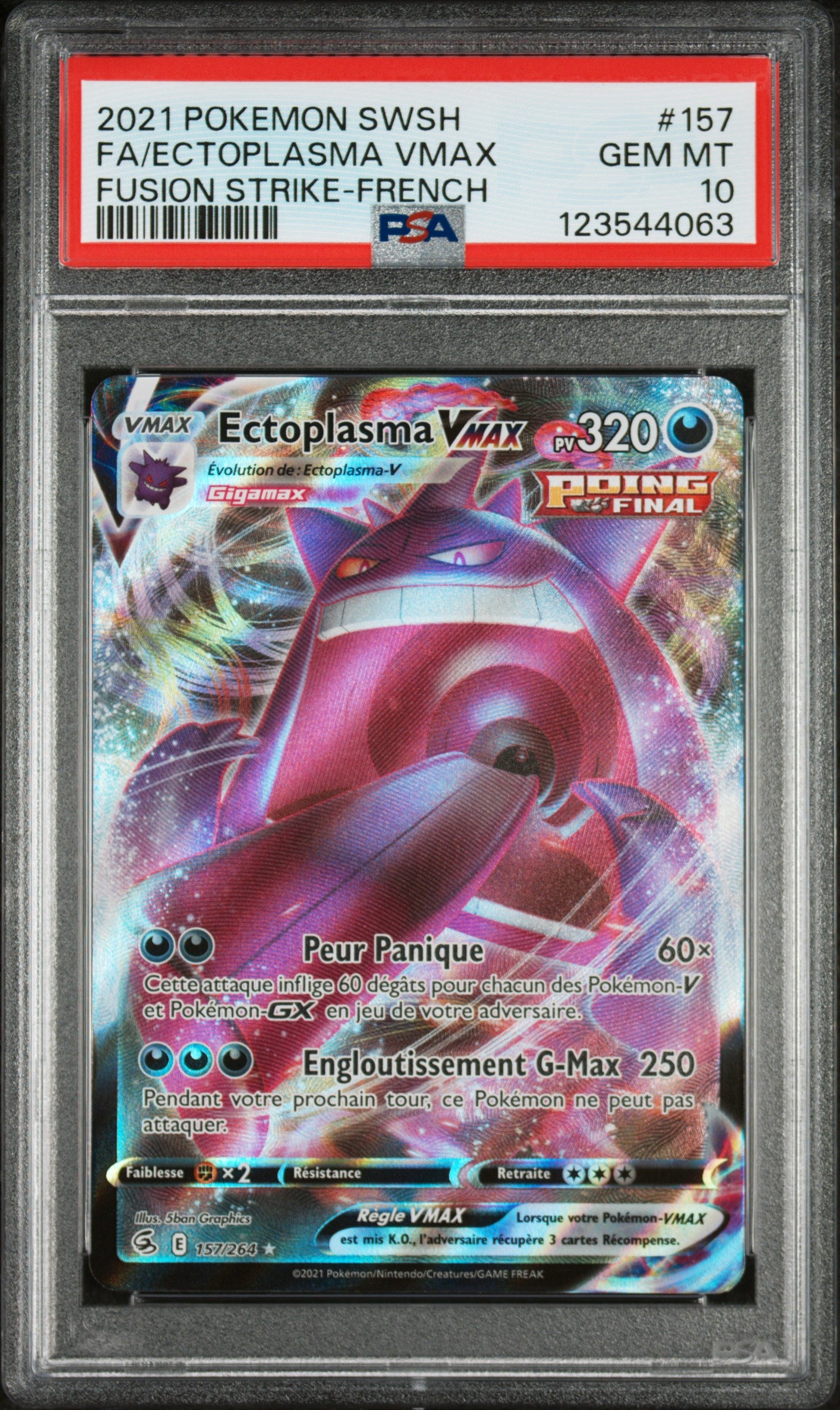 Ectoplasma Vmax Pokemon Poing de fusion 157 NM PSA 10