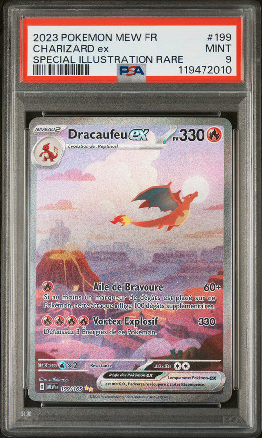 Dracaufeu Ex   Mew Fr-151 199 NM PSA 9