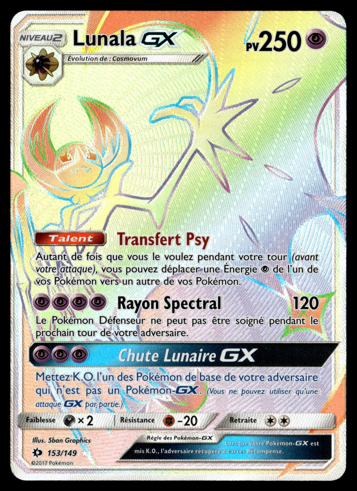Lunala GX  Soleil et Lune 153 TBE 