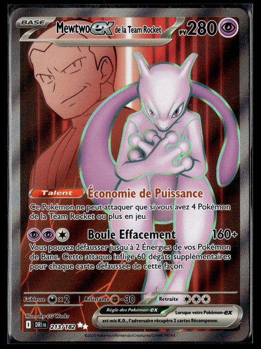 Mewtwo-ex de la Team Rocket Ultra Rare Rivalités Destinées 213 NM