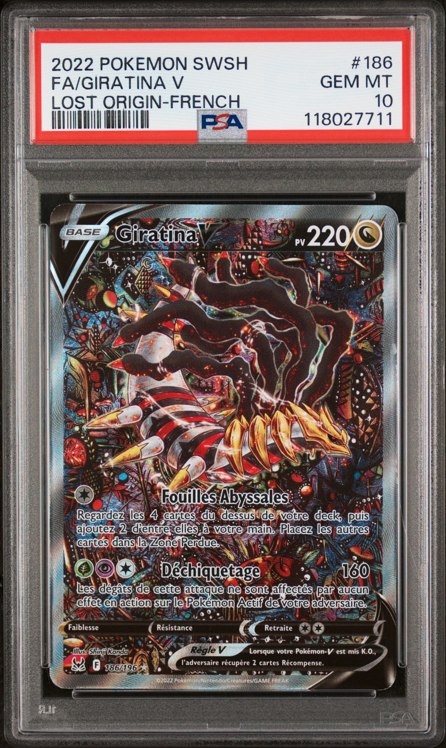 Giratina V Pokemon Origine Perdue 186 NM PSA 10