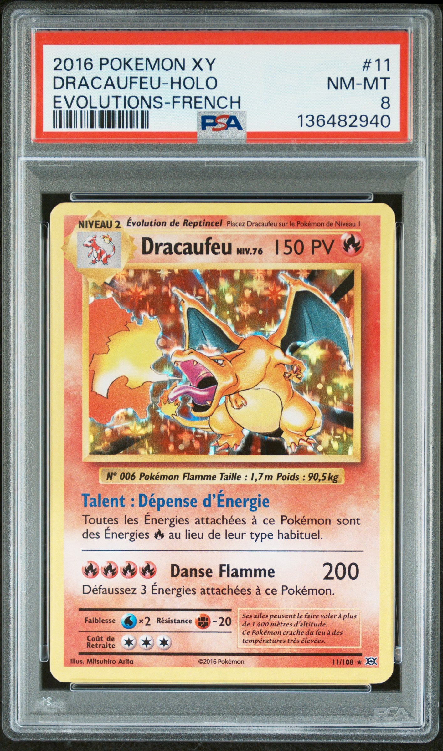 Dracaufeu-Holo Pokemon Xy Evolutions 11 NM PSA 8