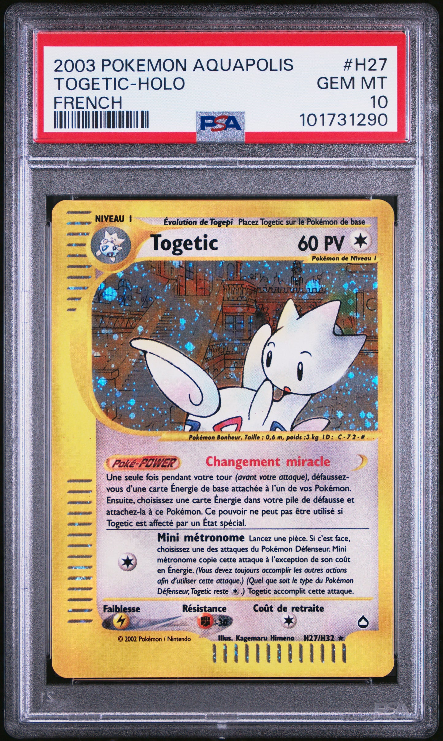 Togetic-Holo Pokemon Aquapolis H27 NM PSA 10